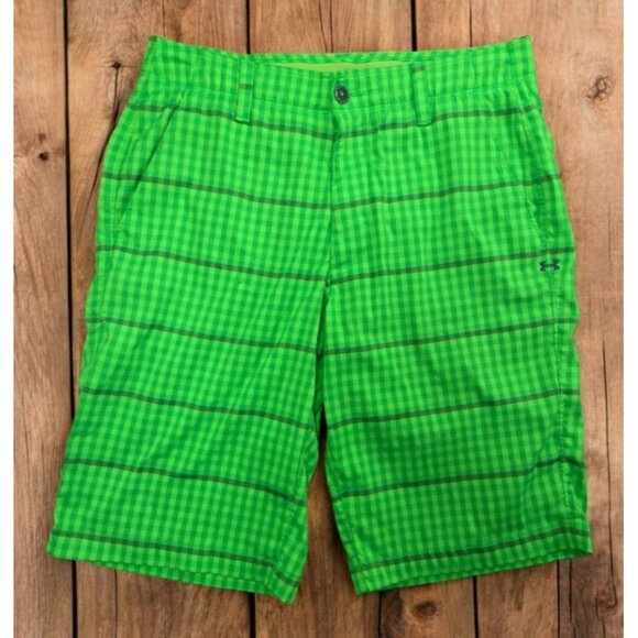 Under Armour Mens Green Plaid Golf Shorts 32 - Picture 1 of 8